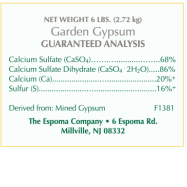 Espoma Garden Gypsum Organic Soil Conditioner Ingredients