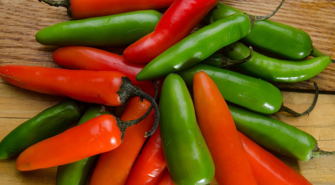 Red and green peppers
