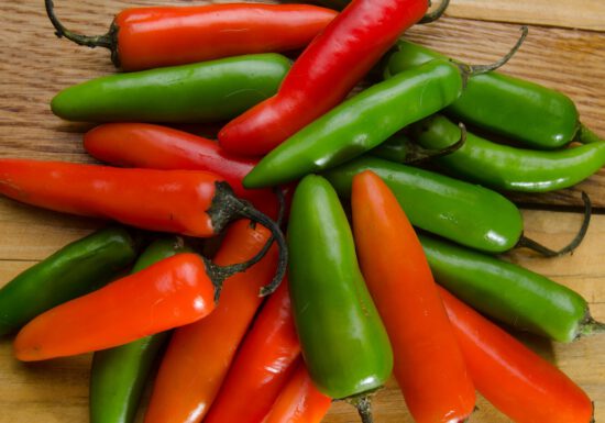 Red and green peppers