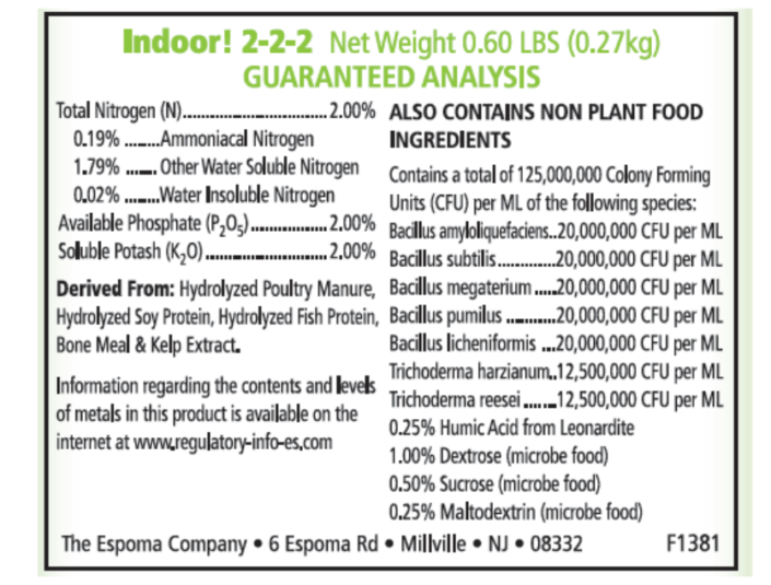 Indoor! Organic Fertilizer for Houseplants Espoma