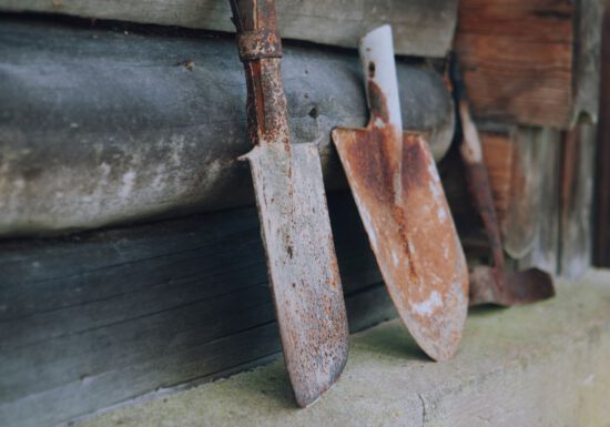rusted shovel heads