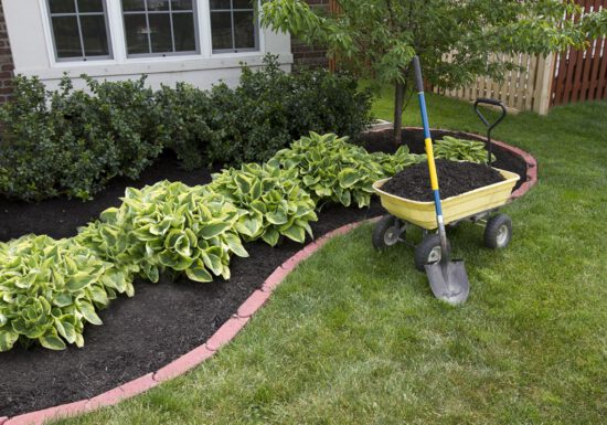 mulch, mulching, organic, wheelbarrow
