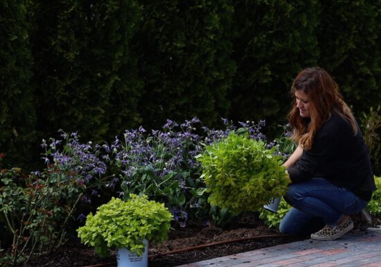 Woman with plants