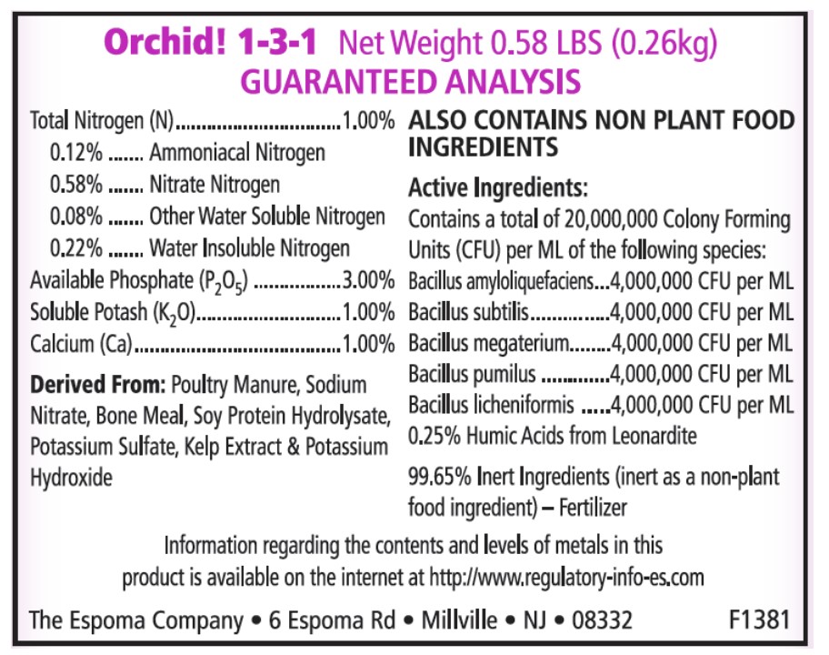 Espoma Orchid! Organic Bloom Booster Ingredients