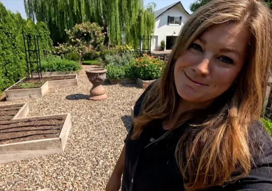 Laura from Garden Answer in her Raised Bed Garden