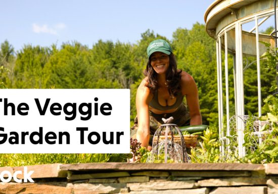 Summer Rayne Oakes Of Flock Finger Lakes in front of a raised bed garden