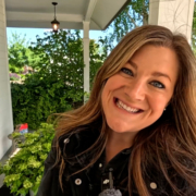 Laura from Garden Answer on her porch planting containers