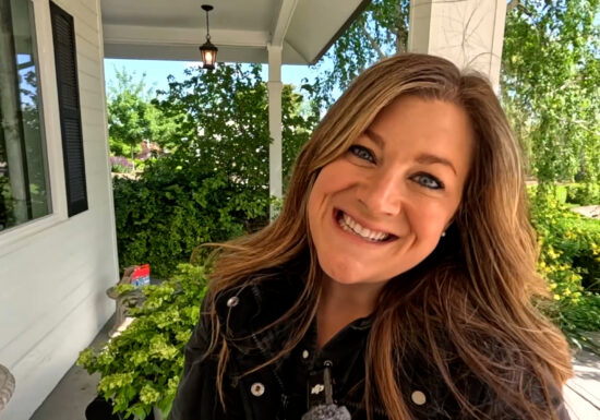 Laura from Garden Answer on her porch planting containers