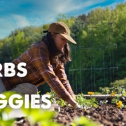 Summer Rayne Oakes in her veggie garden