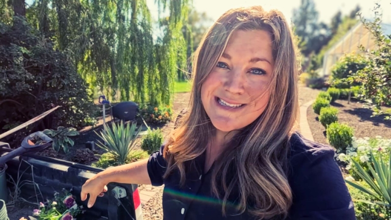 Laura from Garden Answer in her garden