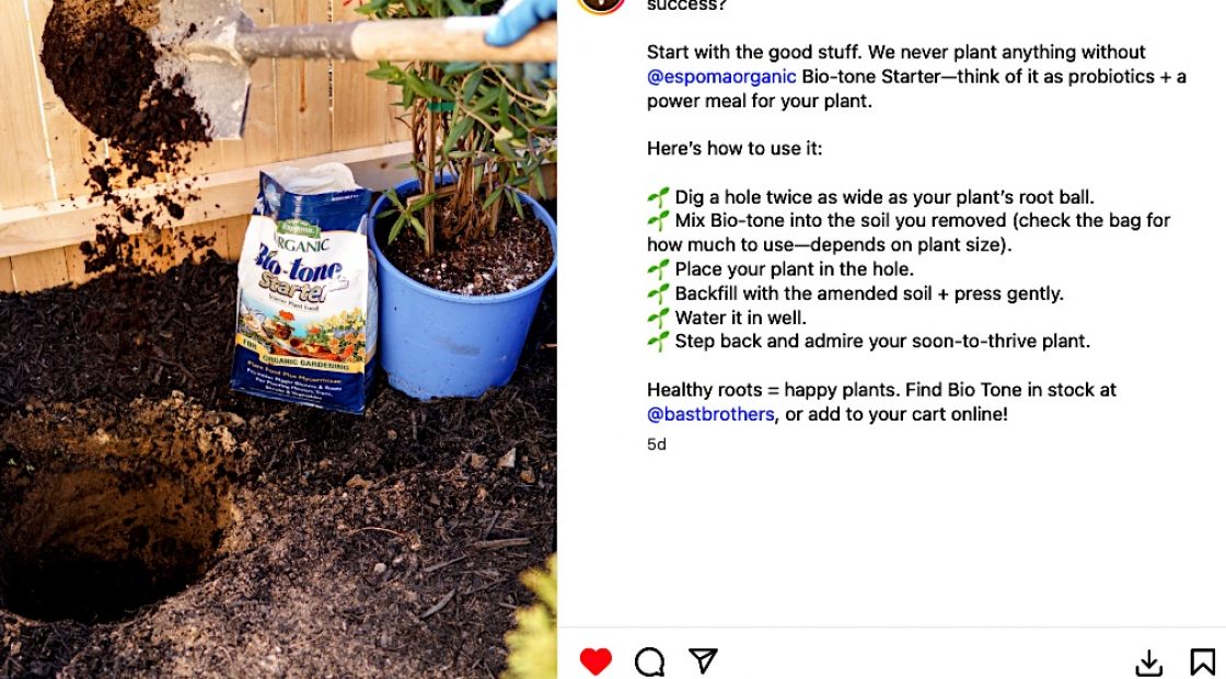 Bast Brothers Garden Center social media post