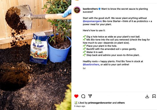 Bast Brothers Garden Center social media post