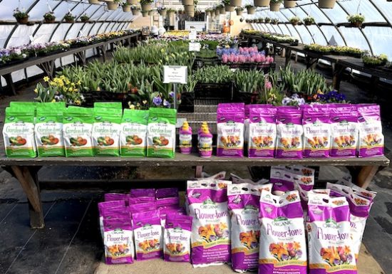 Highland farm and GC- green ouse with Espoma products on display