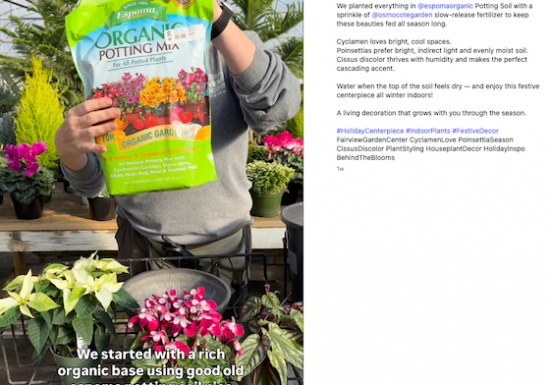 Fair View Garden Center holiday tutorial with Espoma Potting Mix