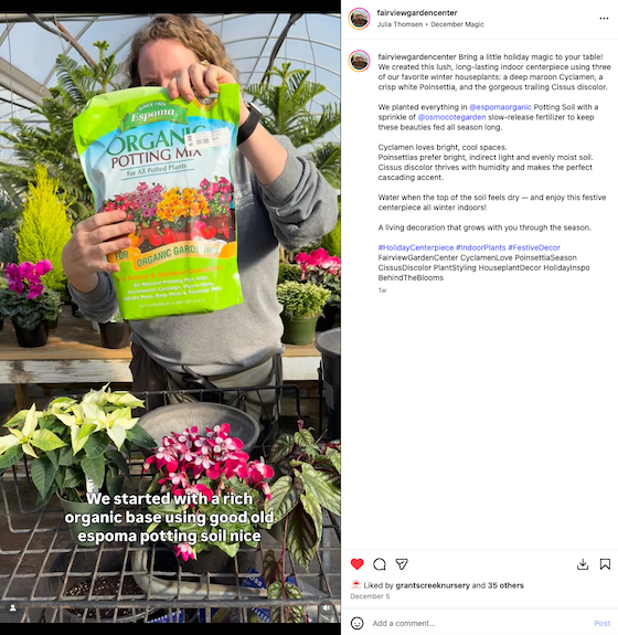 Fair View Garden Center holiday tutorial with Espoma Potting Mix