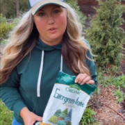 Skye Hamilton holding a bag of Evergreen-tone.